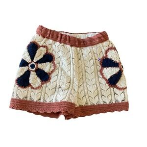 Sea New‎ York x Zara Girl's Floral Crochet Shorts Sz 6-7 NWOT Ivory Blue